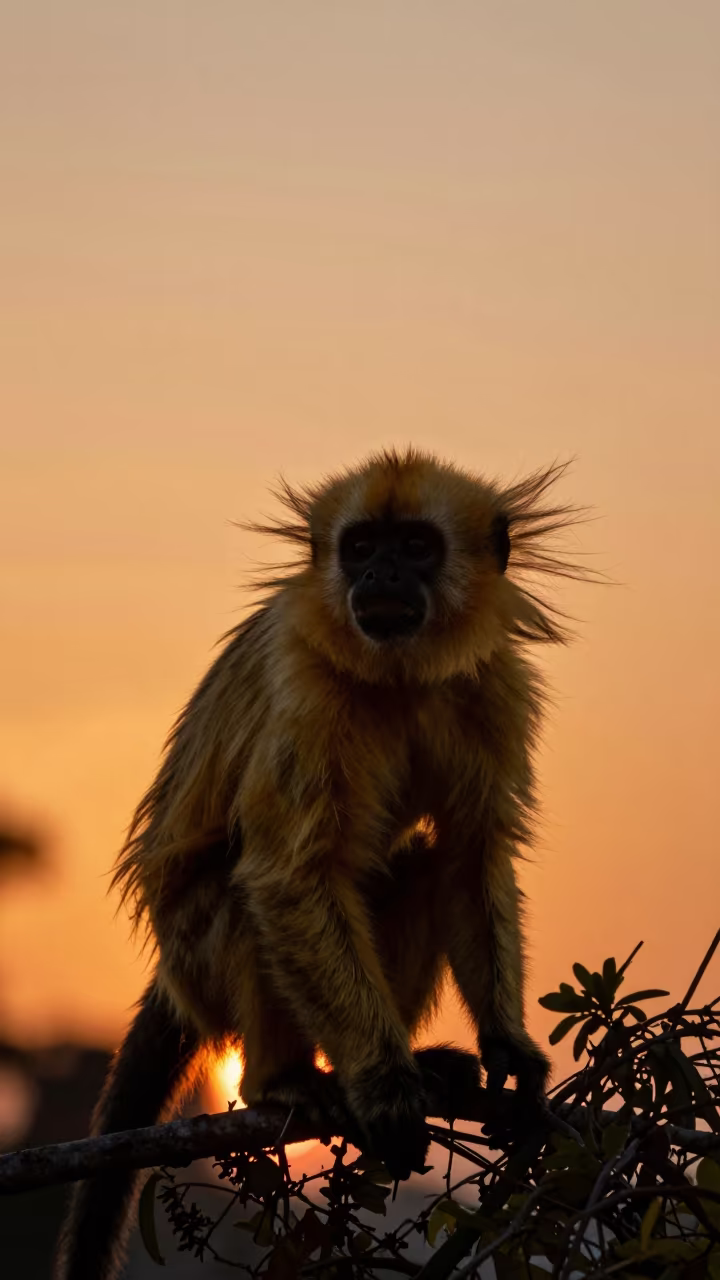 Silhouetted Golden Tamarin in Port-au-Prince Sunset in near Port-au-Prince