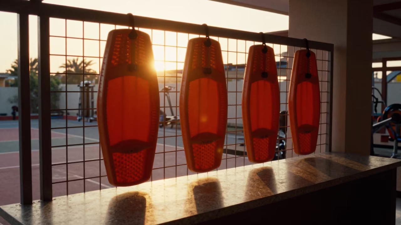 Silhouetted Kickboard at Quetta Gym Check-In in at a gym check-in desk in Quetta