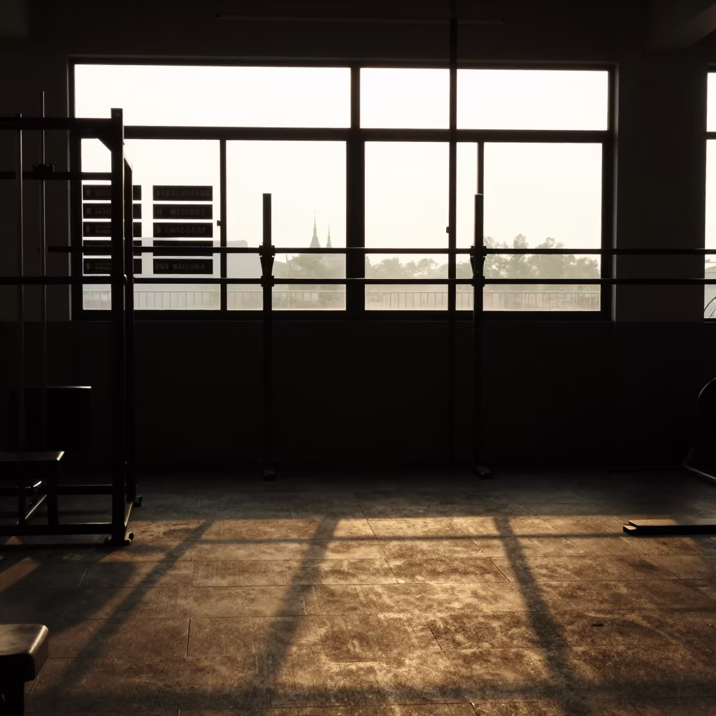 Silhouetted Lap Swim Board in Kuantan Strength Room in inside a strength room in Kuantan