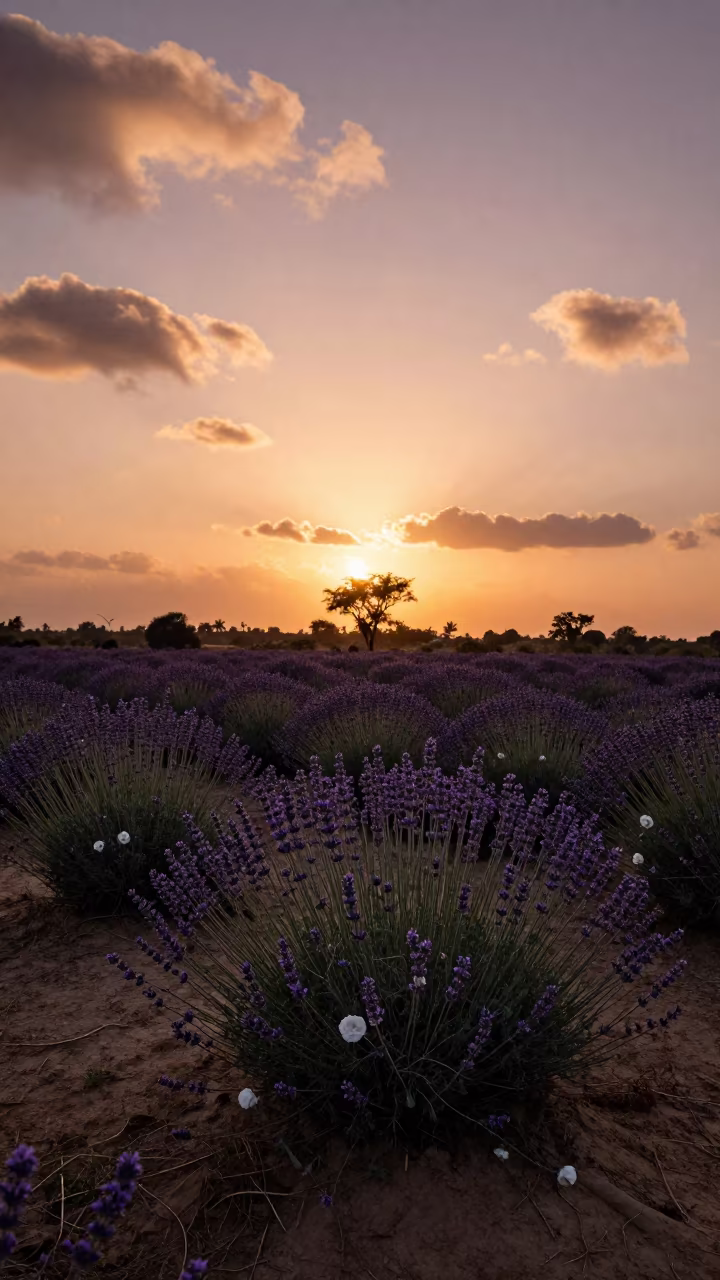 Silhouetted Lisianthus Field Before Dusk in near Indore
