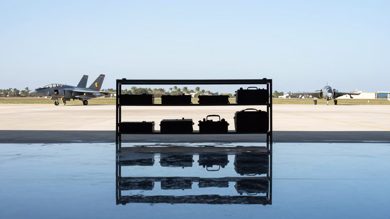 Silhouetted Map Shelf on Water Floor Castellón Airbase in along an airbase flight line in Castellón de la Plana