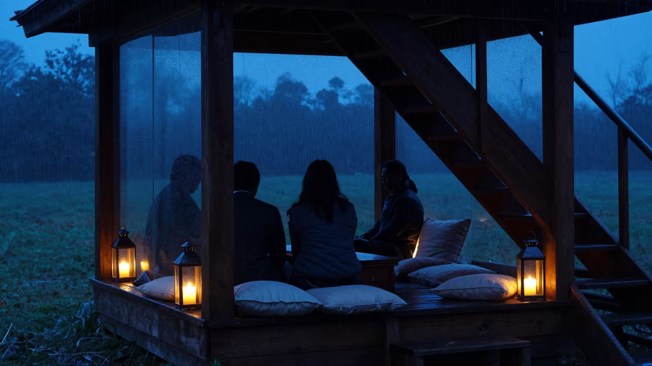 Silhouetted Nook Under Stairs in Warri Hall in in a ceremonial hall near Warri