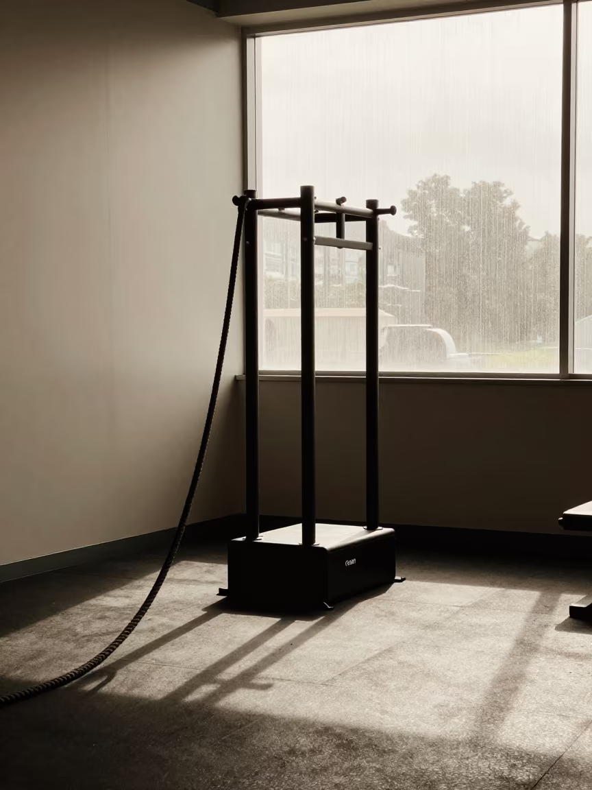 Silhouetted Pool Lane Cart in Afternoon Skylight in inside a strength room near Peterborough