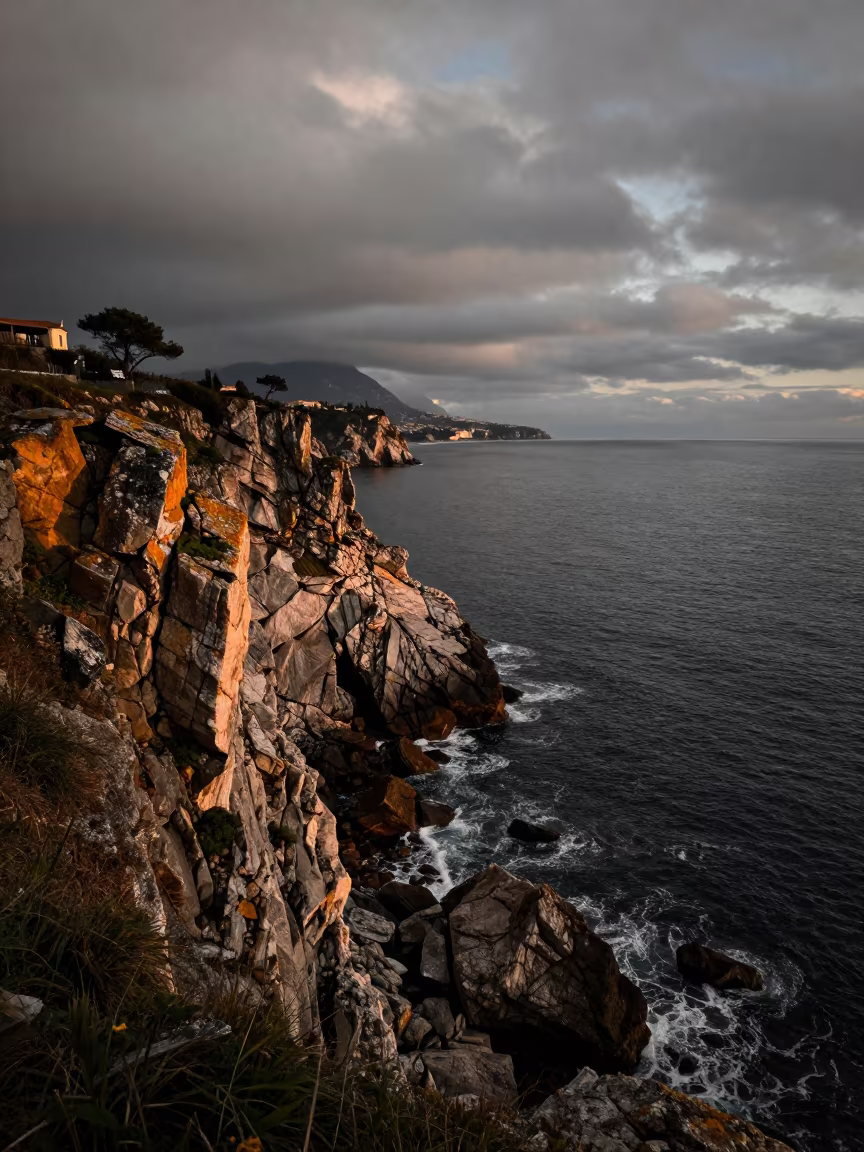 Silhouetted Posillipo Coast Before Dawn in near Posillipo, Naples