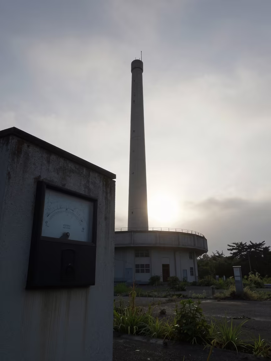 Silhouetted Radio Station Ruin in Chugoku in in Chugoku