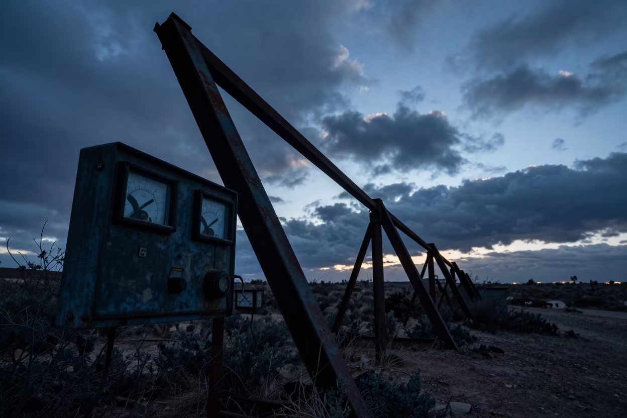 Silhouetted Radio Station Ruin in Twilight in near Tijuana