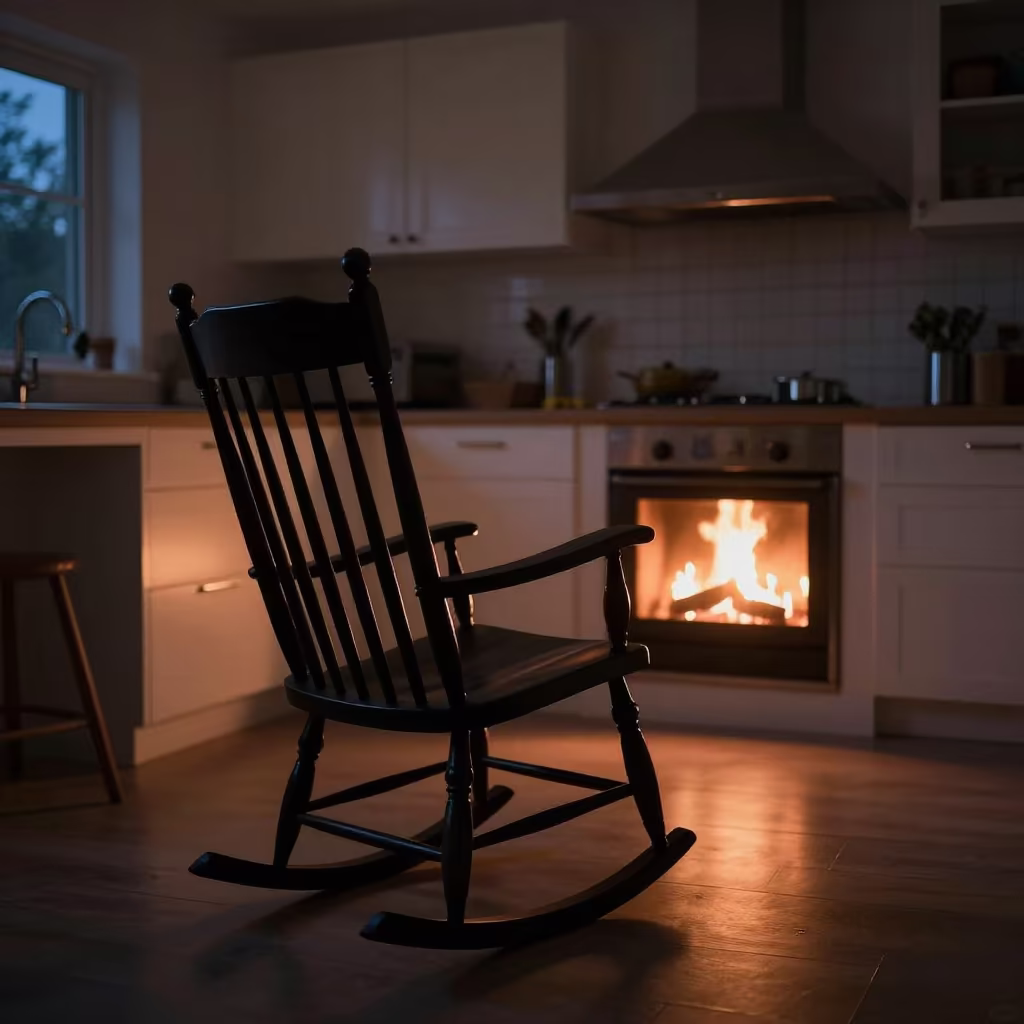 Silhouetted Rocking Chair Twilight Kitchen Ghaziabad in in a cozy kitchen near Ghaziabad