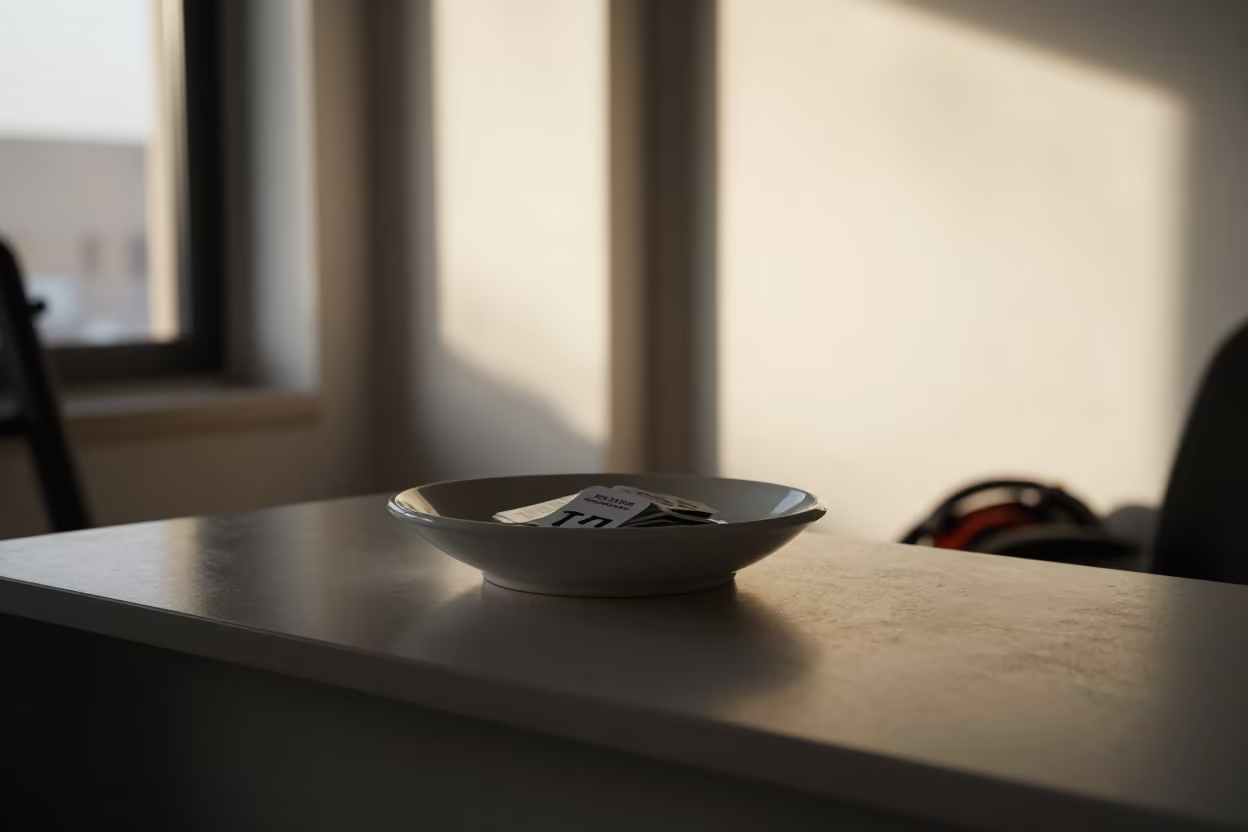 Silhouetted Sauna Tokens on Dawn Gym Desk Sana'a in at a gym check-in desk in Sana'a