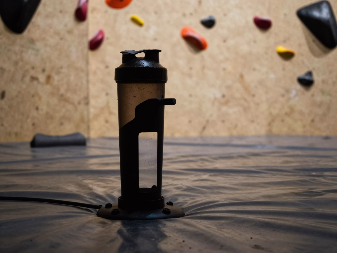 Silhouetted Shaker Station Autumn Morning Sapporo in inside a climbing gym warmup zone near Sapporo