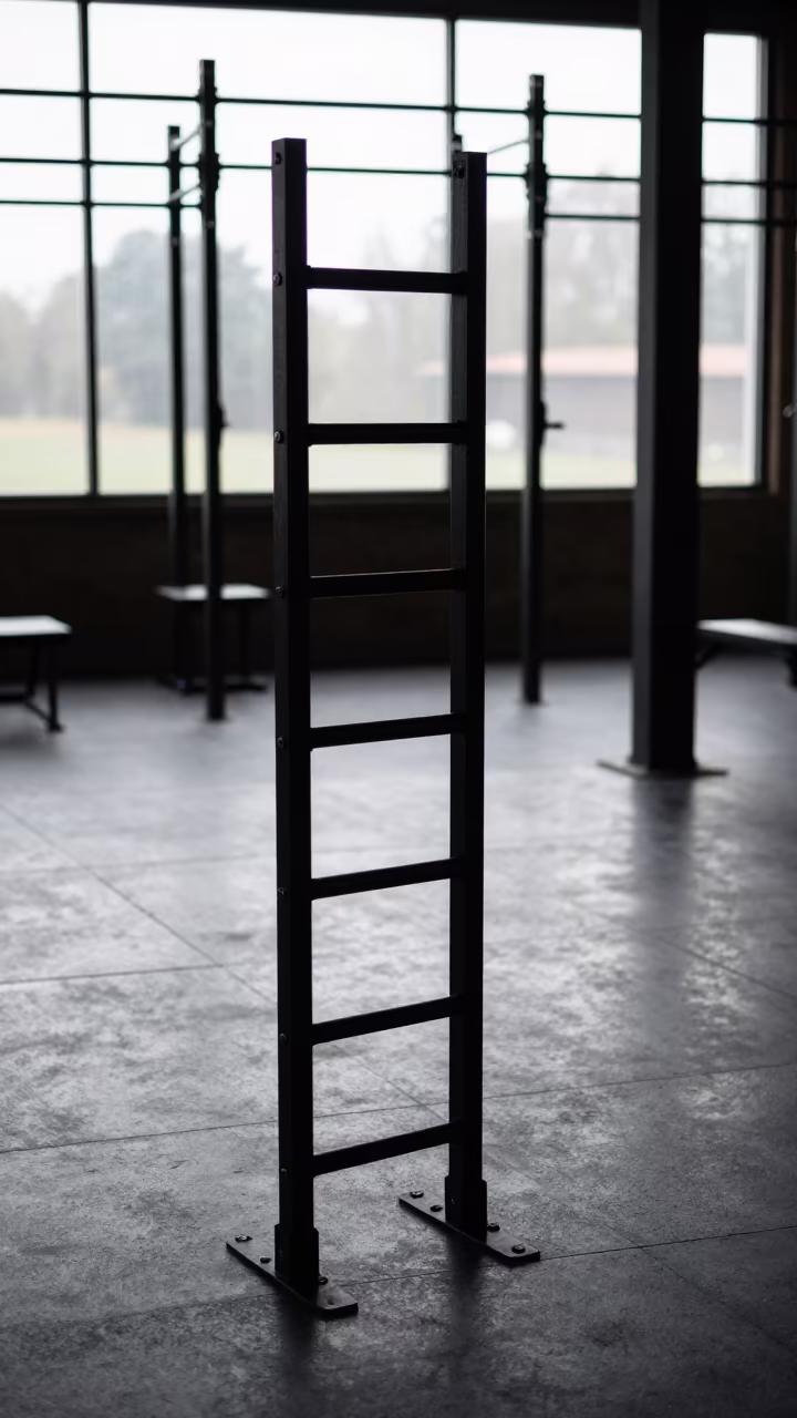 Silhouetted Speed Ladder Cup in Pre-Dawn Gym in inside a strength room near Guacara