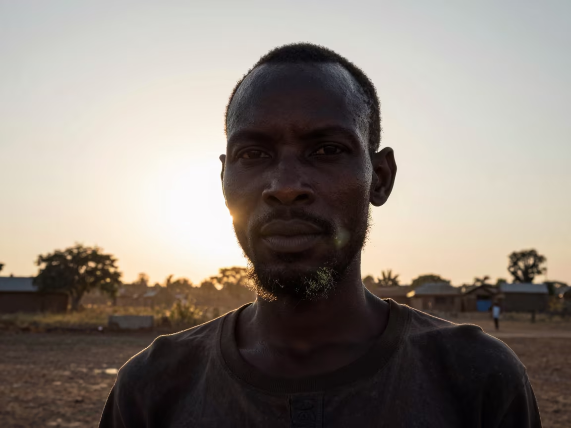Silhouetted Stonemason Lime Dust Beard Sunset Bobo-Dioulasso in in Bobo-Dioulasso