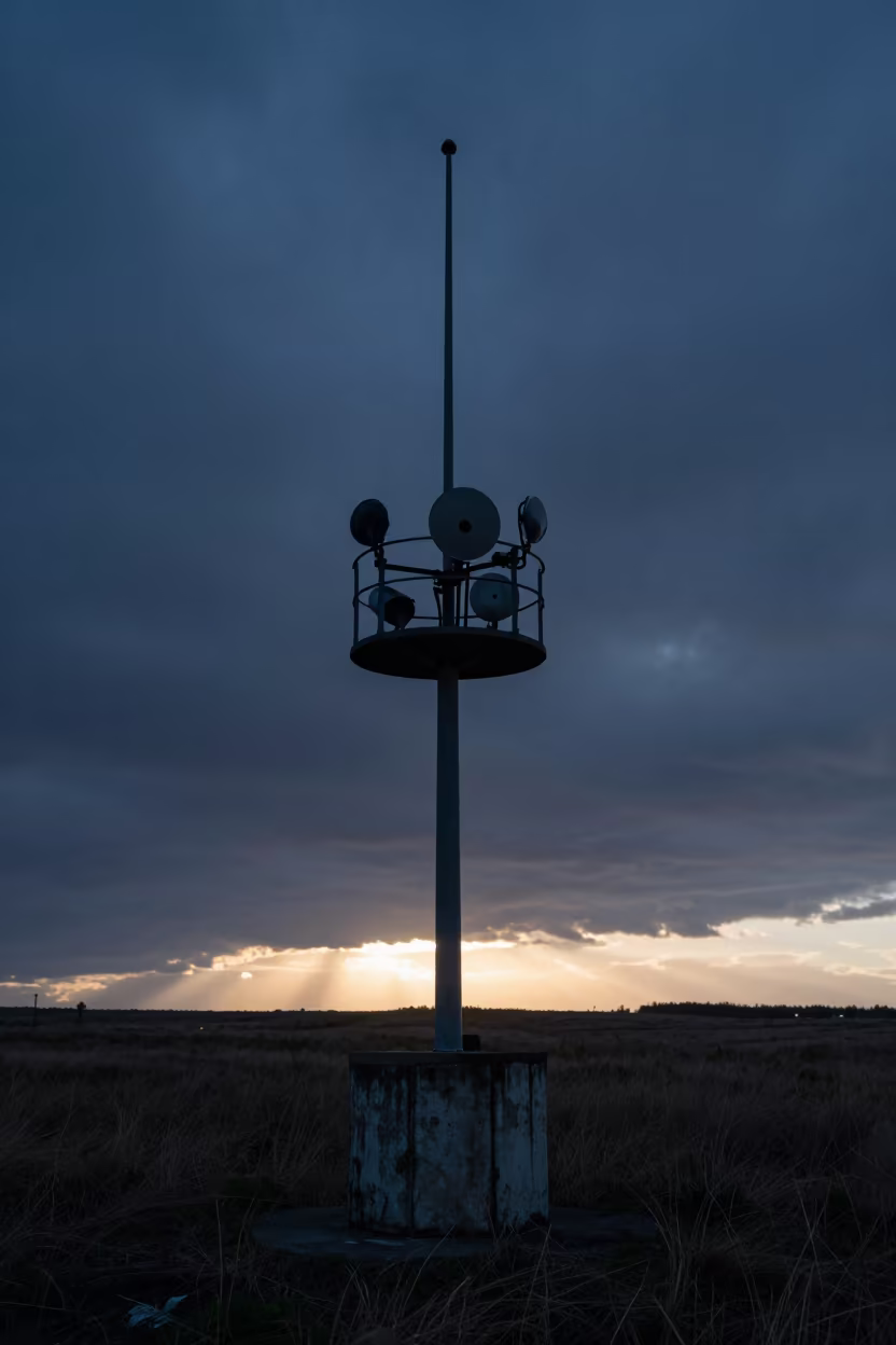 Silhouetted Weather Station in Twilight Near Araure in near Araure