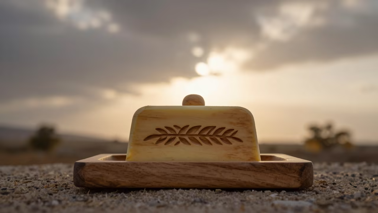 Silhouetted Wheat Sheaf Butter Mold in Autumn in near Şanlıurfa