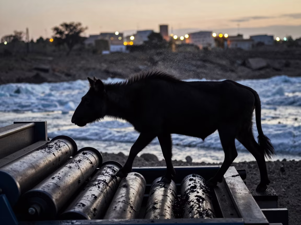 Silhouetted Wildlife in Seized Printing Works in above a glacial stream in Mali