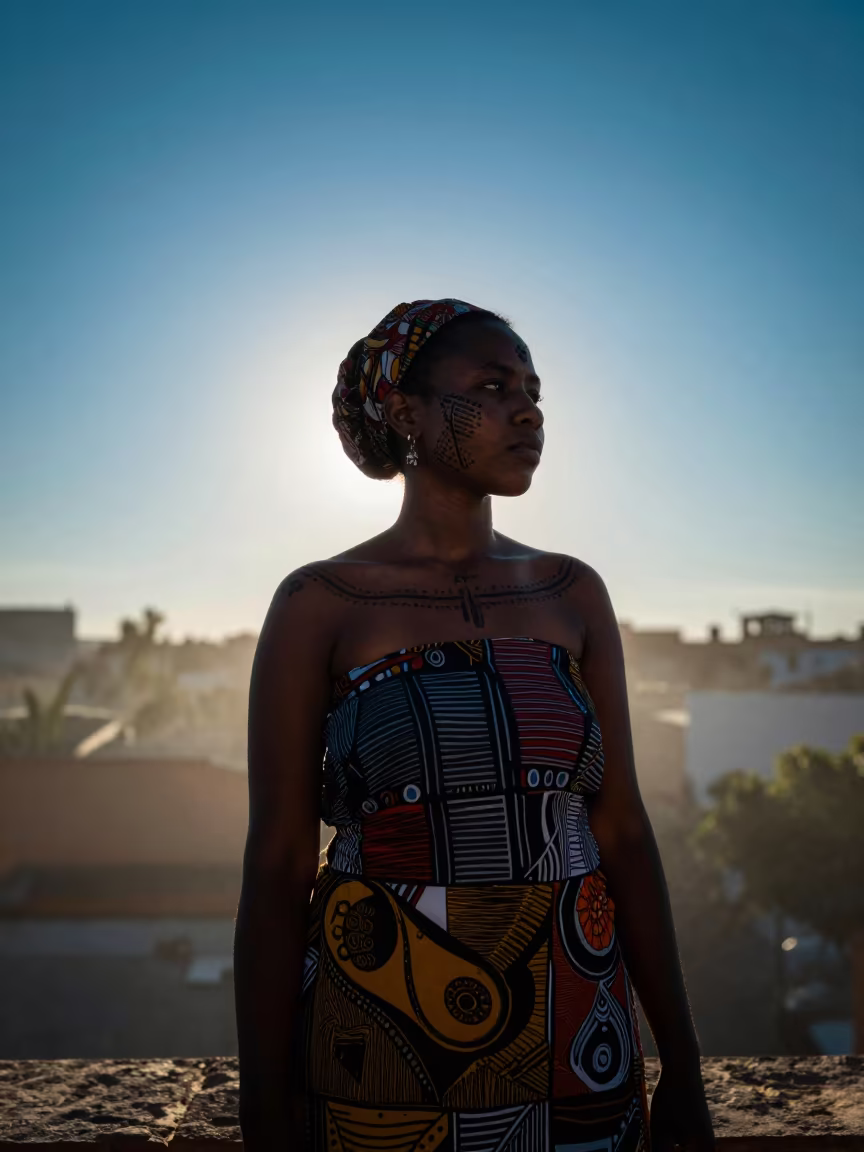 Silhouetted Yoruba Woman in Hermosillo Mist in near Hermosillo