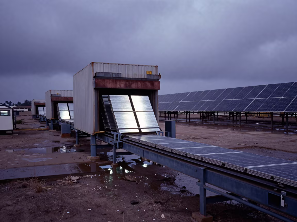 Silicon Wafers on Conveyor at Mogadishu Dock in at a loading dock near Mogadishu
