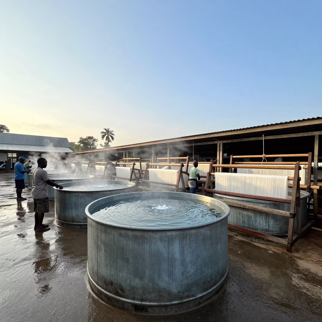 Silk Reeling Factory Dock Kumasi After Rain in at a loading dock near Kumasi