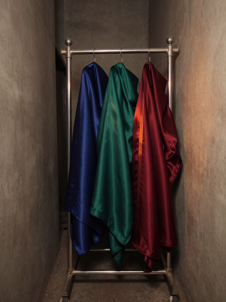 Silk Shirting Rail in Karachi Backstage Corridor in in a backstage changing corridor in Karachi