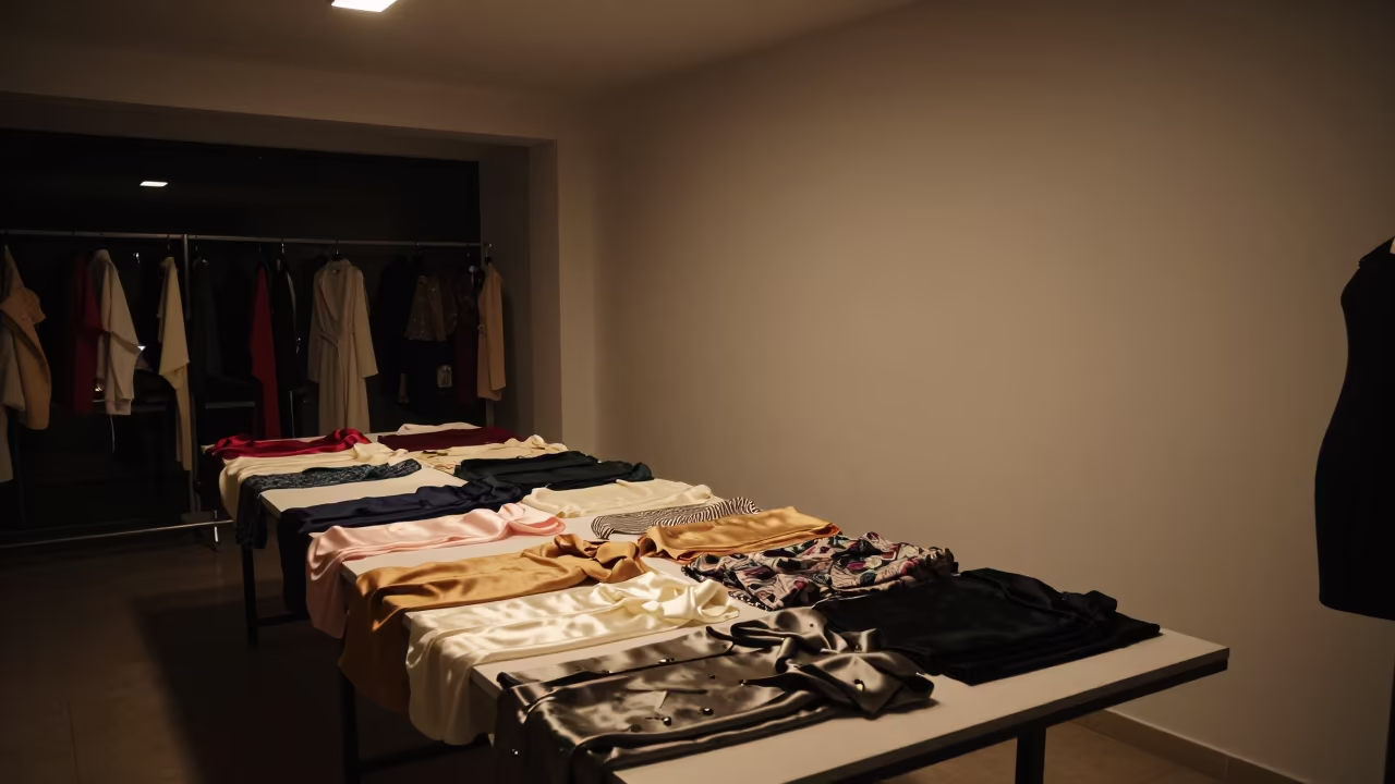 Silk Shirting Runway Backstage Atelier in inside a couture atelier near Grand-Bassam