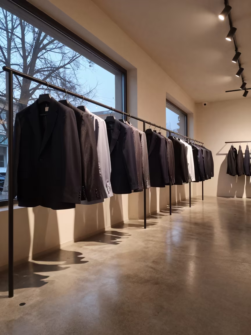 Silk Shirting Runway in Constanta Winter Showroom in inside a minimalist showroom in Constanta