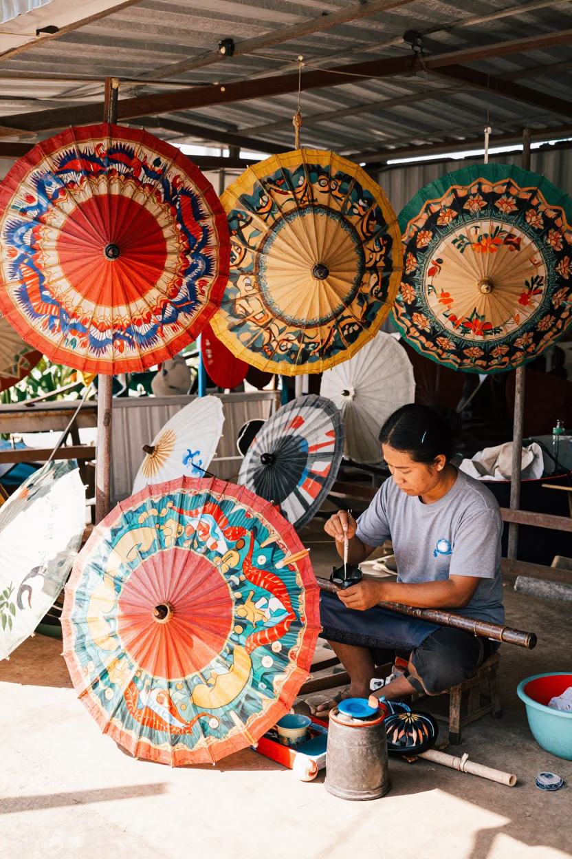 Silk Umbrellas in Chiang Mai in in Chiang Mai, Thailand