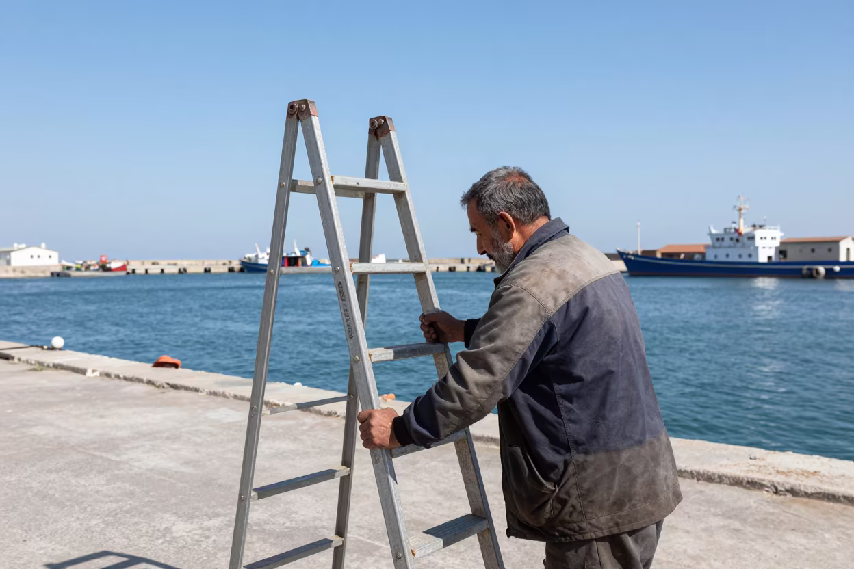 Silopi Mechanic at Harbor Edge Noon Light in at a harbor edge in Silopi