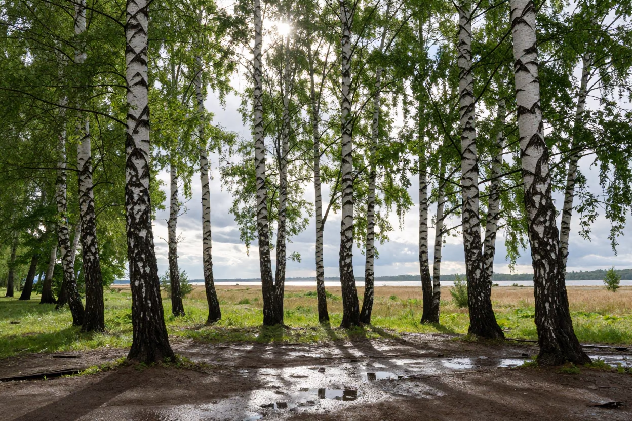 Silver Birch Grove Moscow Early Summer Afternoon in near Tverskaya, Moscow