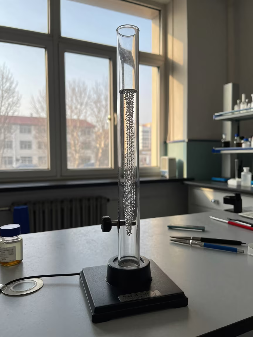 Silver Droplets on Reflux Column in Tianjin Lab in in a fossil prep lab in Tianjin