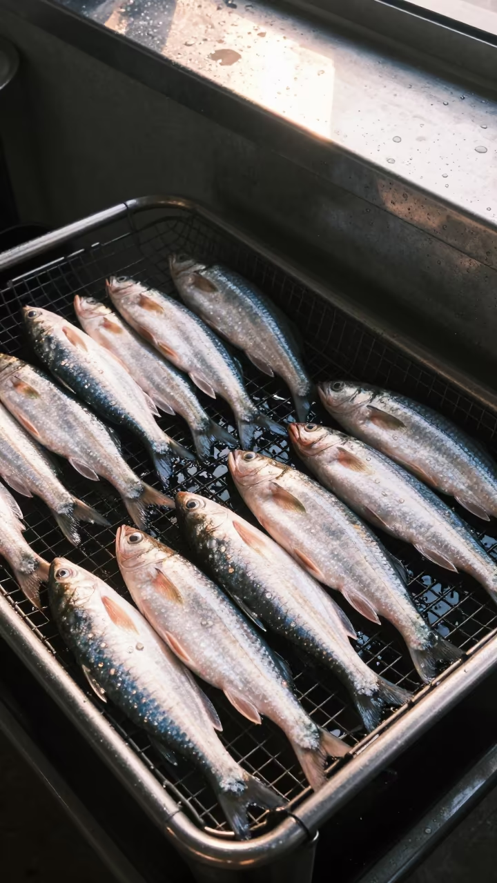 Silver Fish Market Cart Morning Rush Nanchang in beside a fish counter in Nanchang