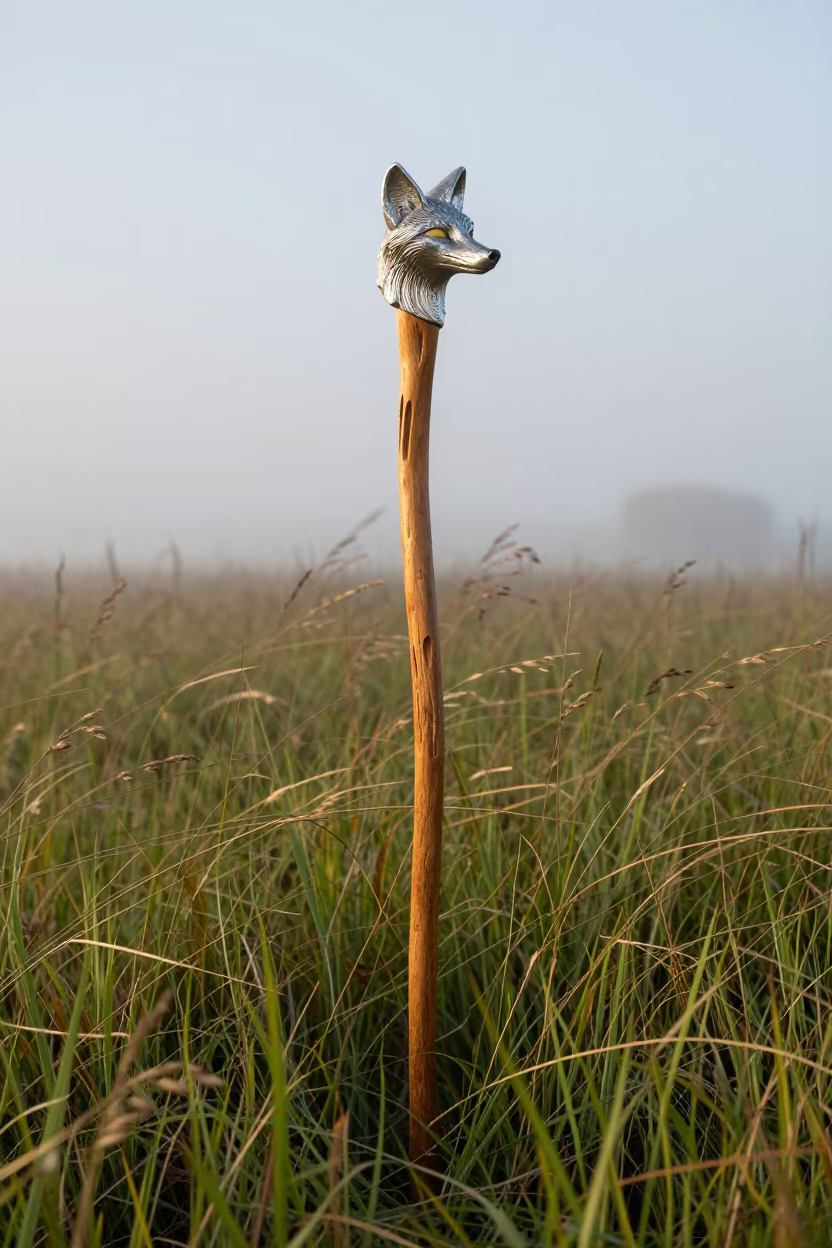 Silver Fox Handle Walking Stick Dawn Mist Veneto in in Veneto
