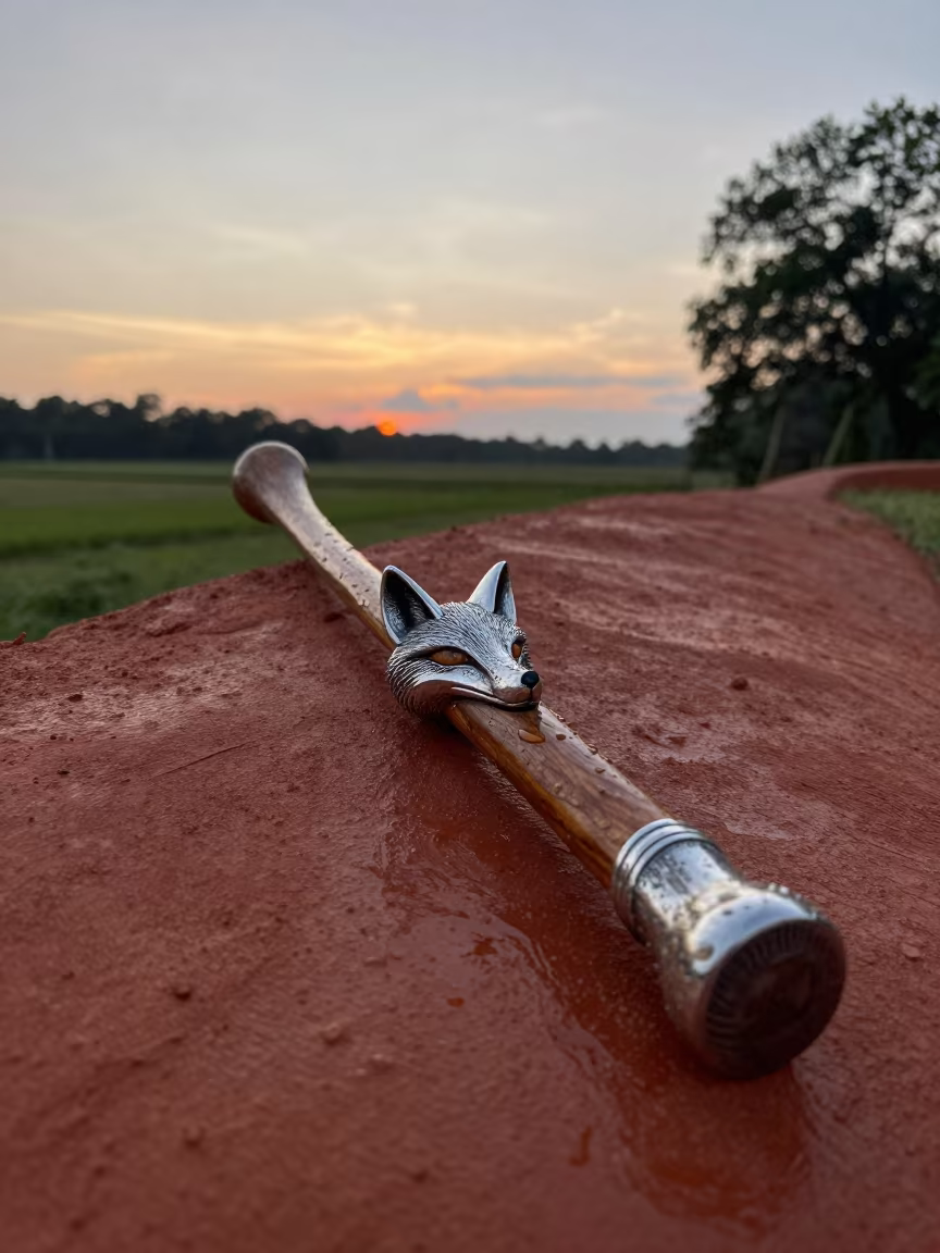 Silver Fox Head Walking Stick on Louisiana Ridge in on a wind-scoured ridge in Louisiana