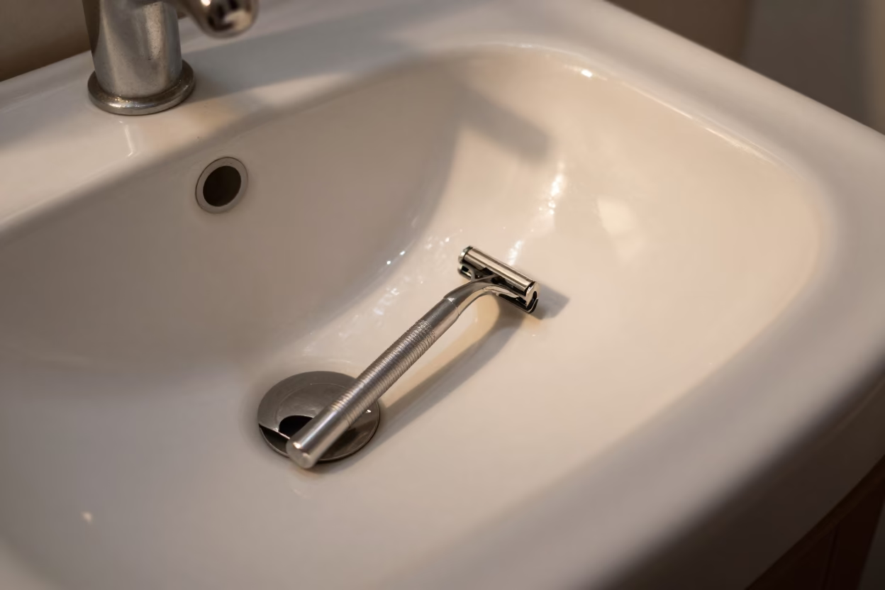 Silver Safety Razor in Milan in in Milan, Italy