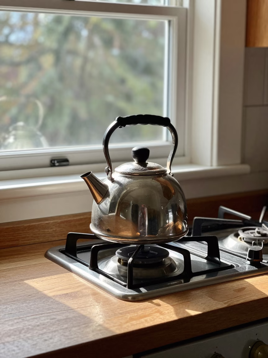 Silver Tea Kettle in Vancouver in in Vancouver, Canada