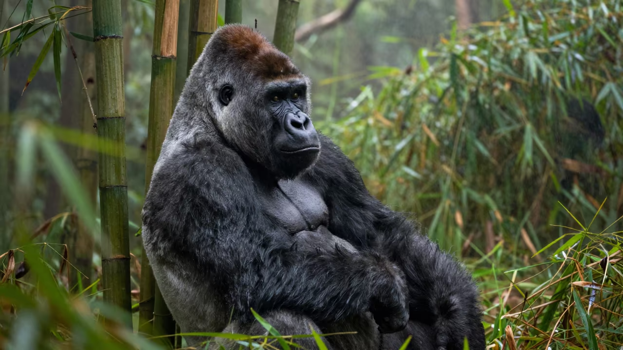 Silverback Gorilla in Singapore Bamboo at Dawn in near Geylang, Singapore