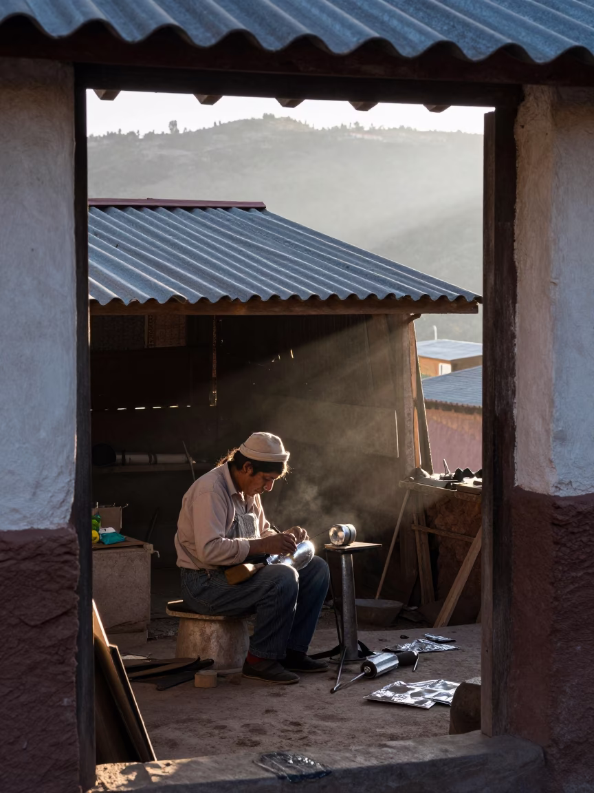 Silversmith Working in La Paz in in La Paz, Bolivia