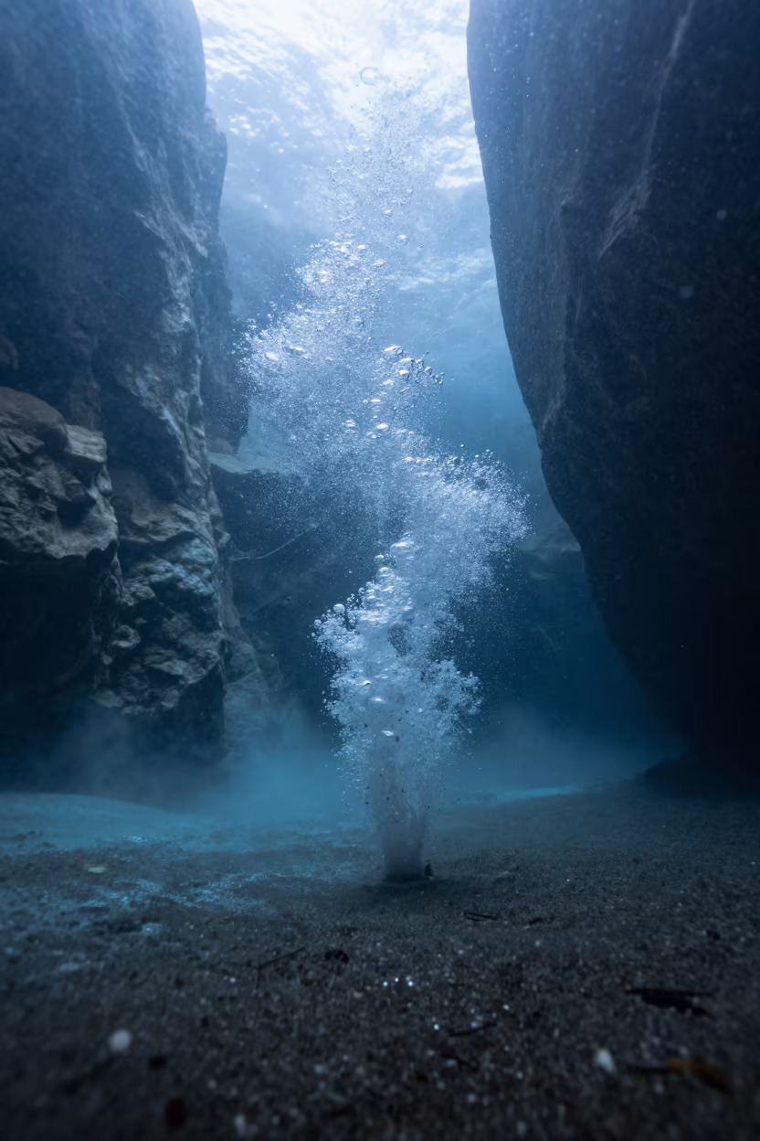 Silvery Hydrogen Sulfide River in Sardinian Cave in in Sardinia