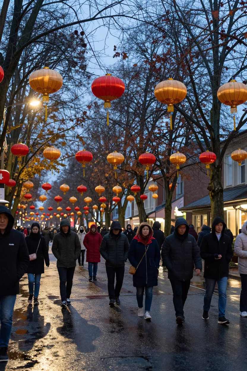 Silvery Lanterns at Spokane Moon Festival in at a festival street procession in Spokane