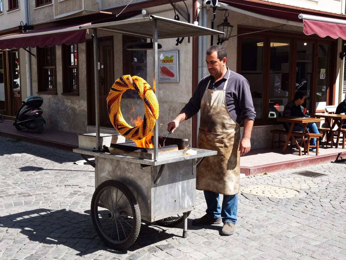 Simit in Istanbul at Midday Light in in Istanbul, Turkey