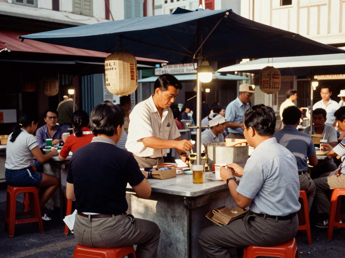 Singapore Center Stall at The Early Afternoon Light in in Singapore, Singapore