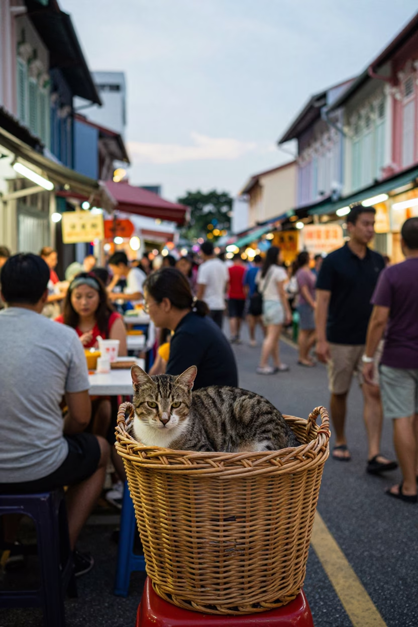 Singapore Centre Stall at The Early Evening Light in in Singapore, Singapore