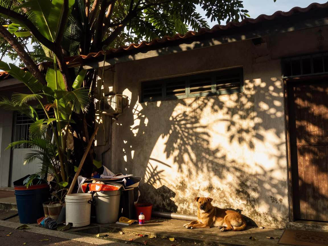 Singapore Dog at Late Afternoon Light in in Singapore, Singapore