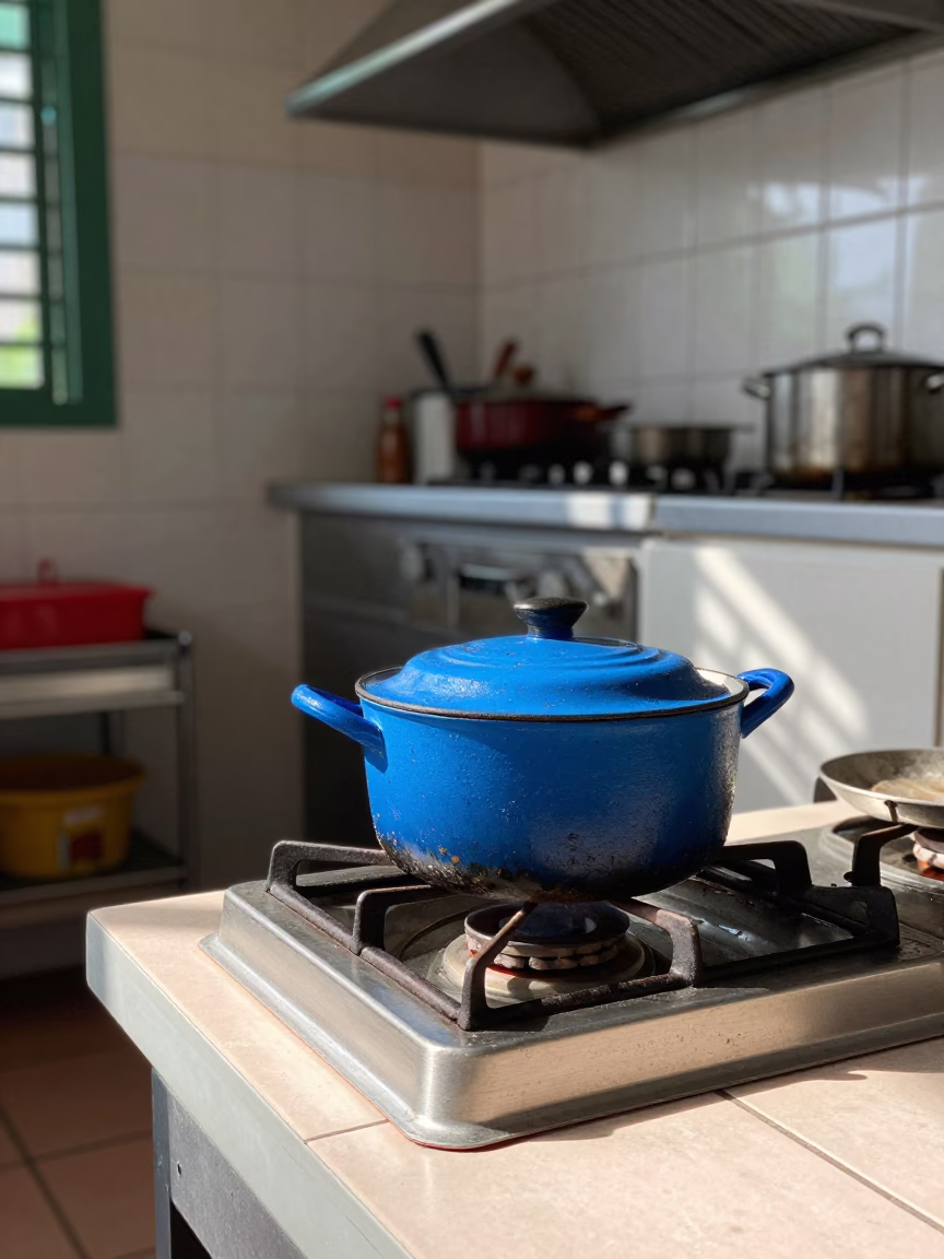 Singapore Kitchen Interior at The Flat Glare Of Noon Light in in Singapore, Singapore