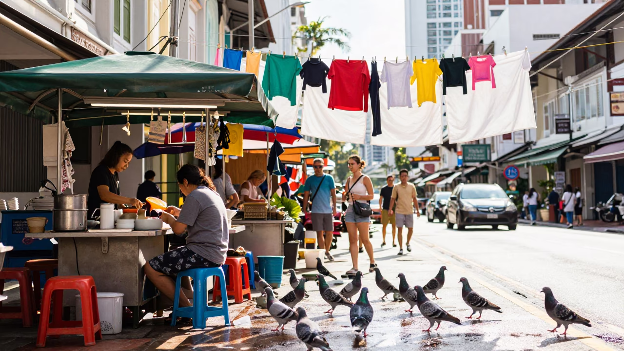 Singapore Street Stall at Late Morning Light in in Singapore, Singapore
