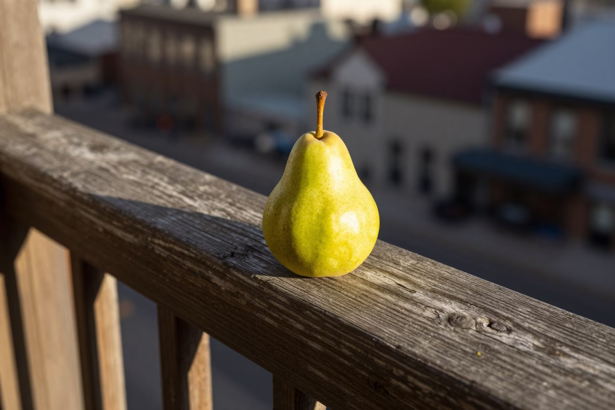 Single Green Pear in Montreal in in Montreal, Canada