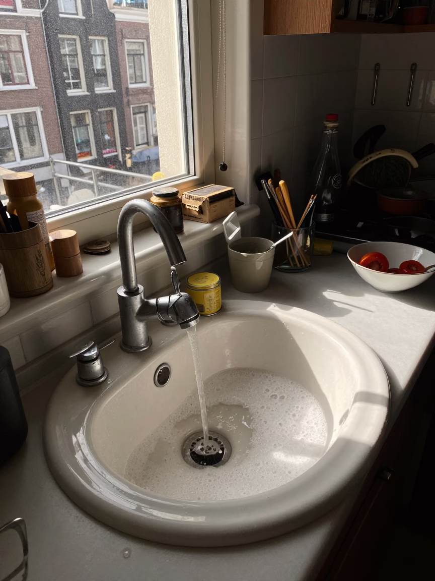 Sink Scene in Amsterdam at The Late Morning Light in in Amsterdam, Netherlands