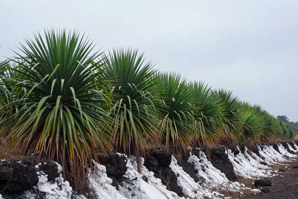 Sisal Rows Along Salt-Sprayed Cliff Edge in along a salt-sprayed cliff edge in Madhya Pradesh