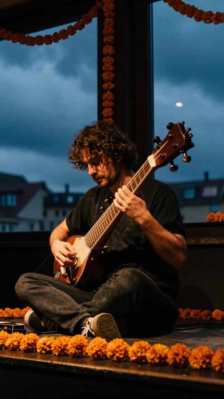 Sitar Player in Szeged Jazz Club Marigolds in at a jazz club in Szeged