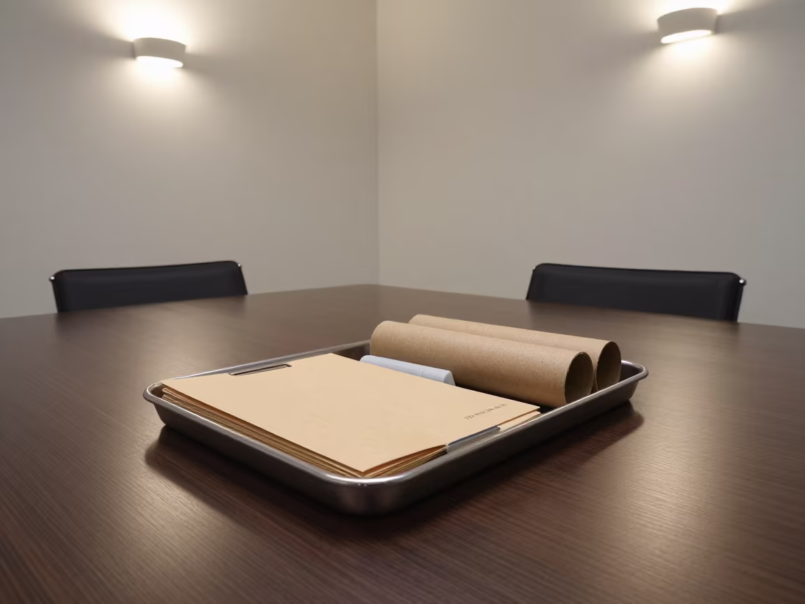 Site Badge Return Tray in Minneapolis Office in inside a conference room in Minneapolis