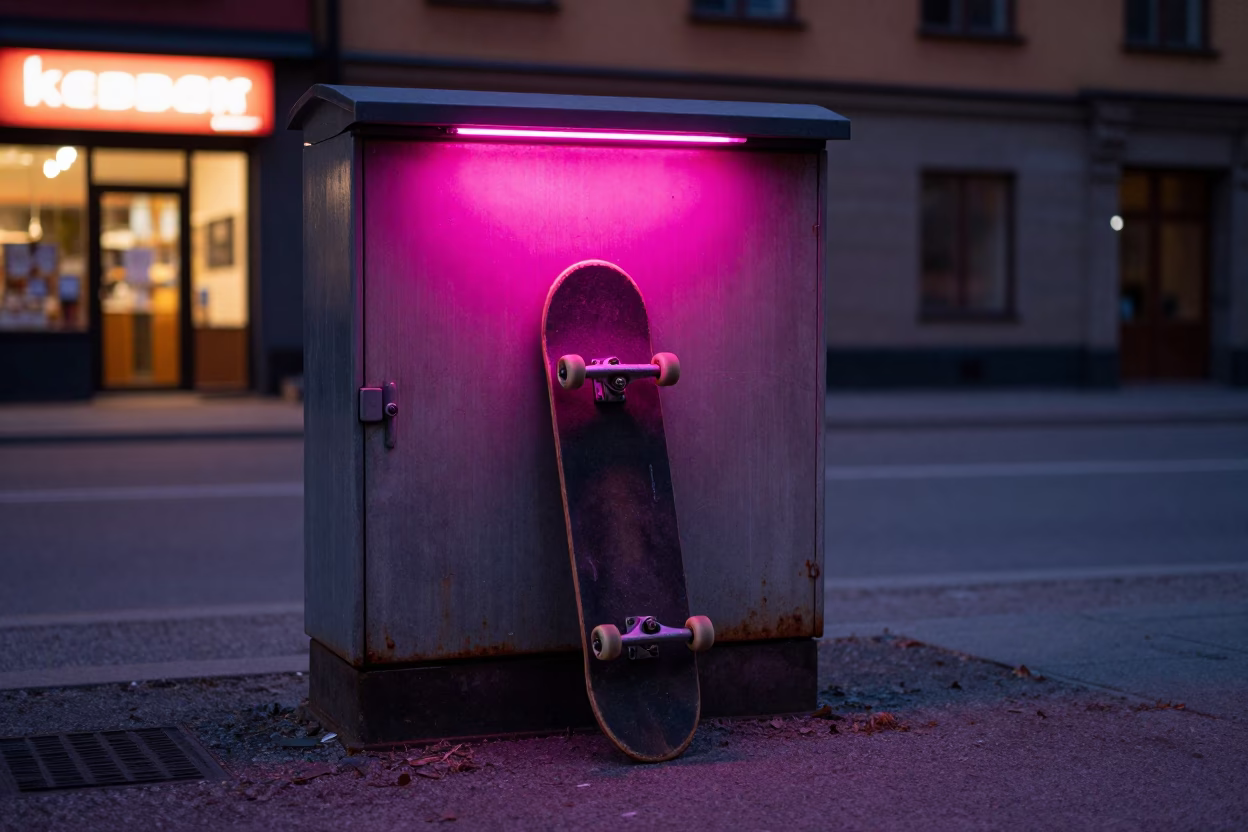 Skateboard after dark in Stockholm in in Stockholm, Sweden