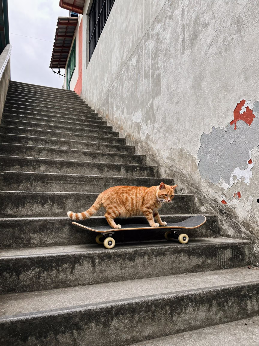 Skateboard at Midday Light in in Medellin, Colombia